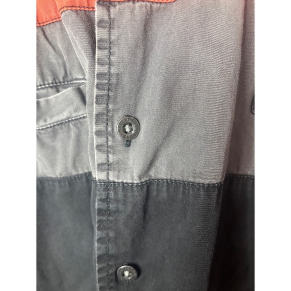 Harley Davidson Mens XL Colorblock Button Up Shirt Orange Grey Black Embroidered - Picture 6 of 8